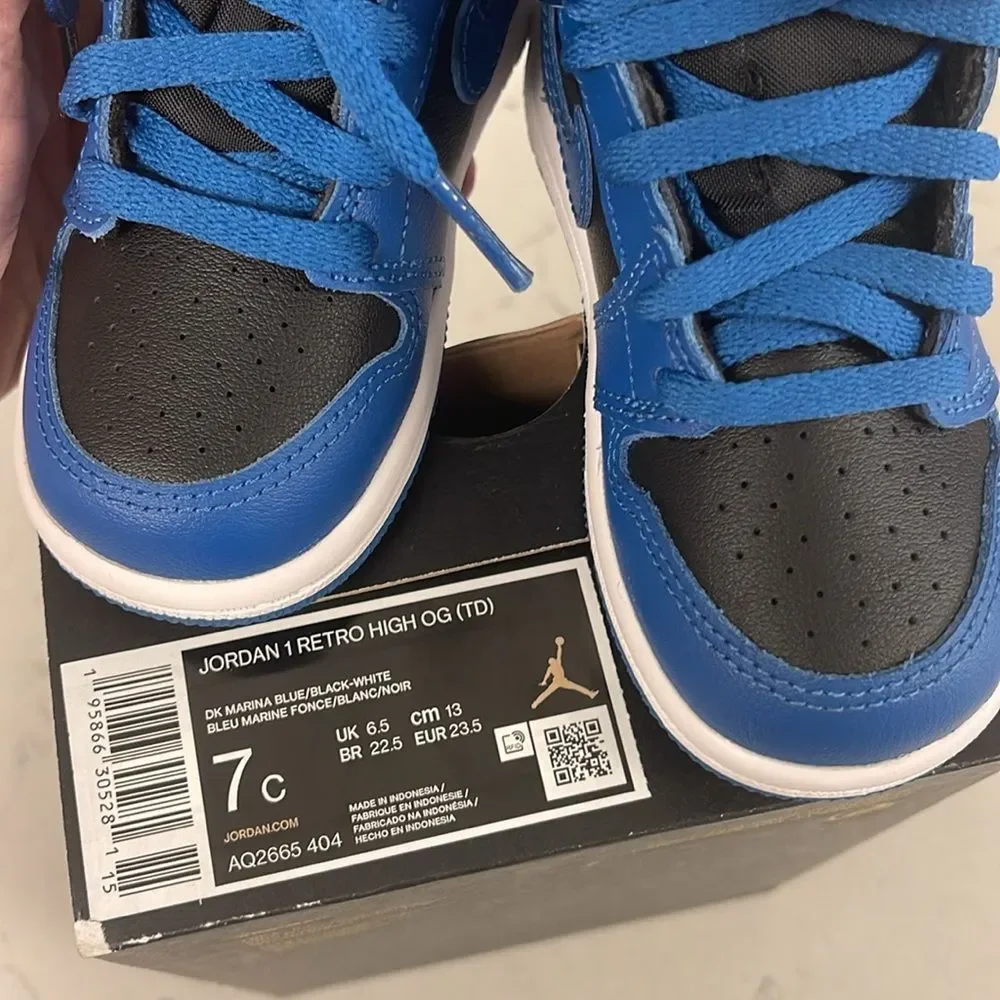 Jordan 1 Retro High OG (TD) AQ2665-404 Dark Marina Blue & Black 7C NEW with Box